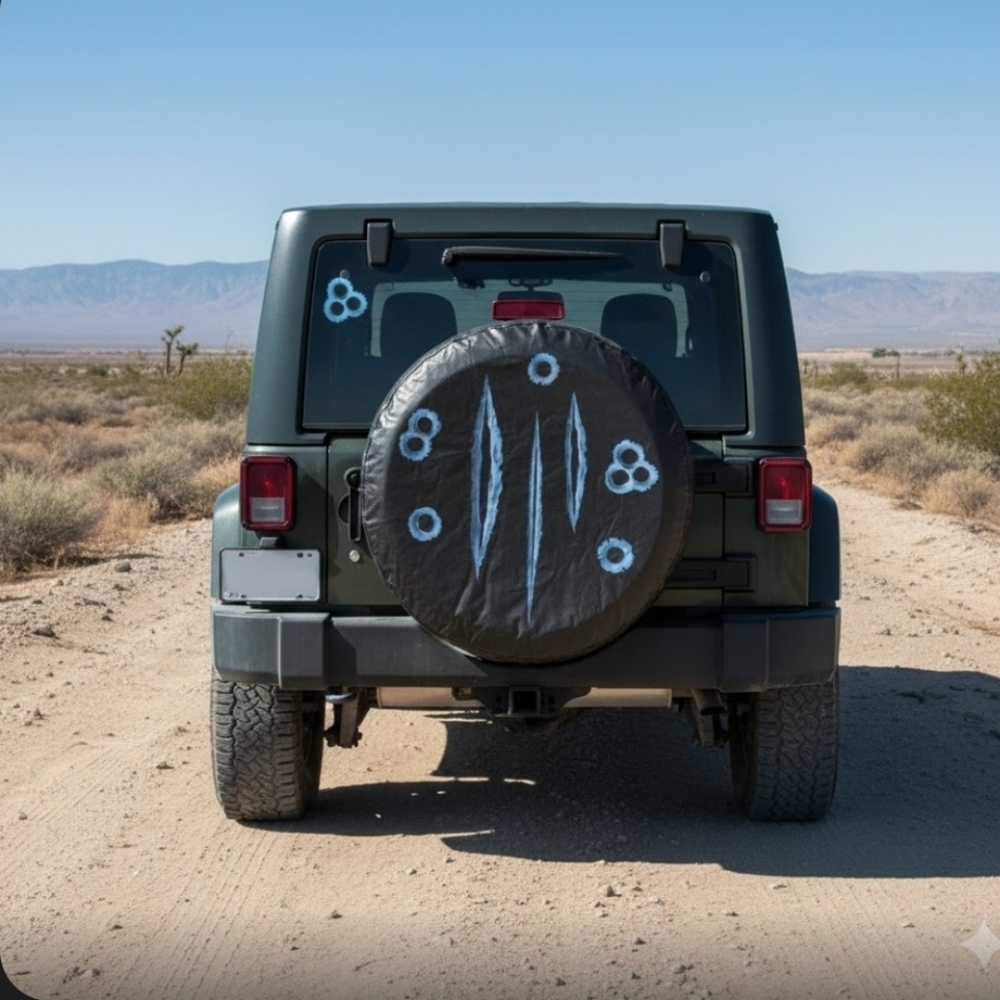 3D Tire Cover Fade Funny Lifelike Tire Cover Black 28in